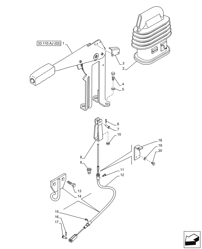 Схема запчастей Case IH PUMA 150 - (33.110.AJ[01]) - VAR - 391147 - HAND BRAKE, LEVER (33) - BRAKES & CONTROLS