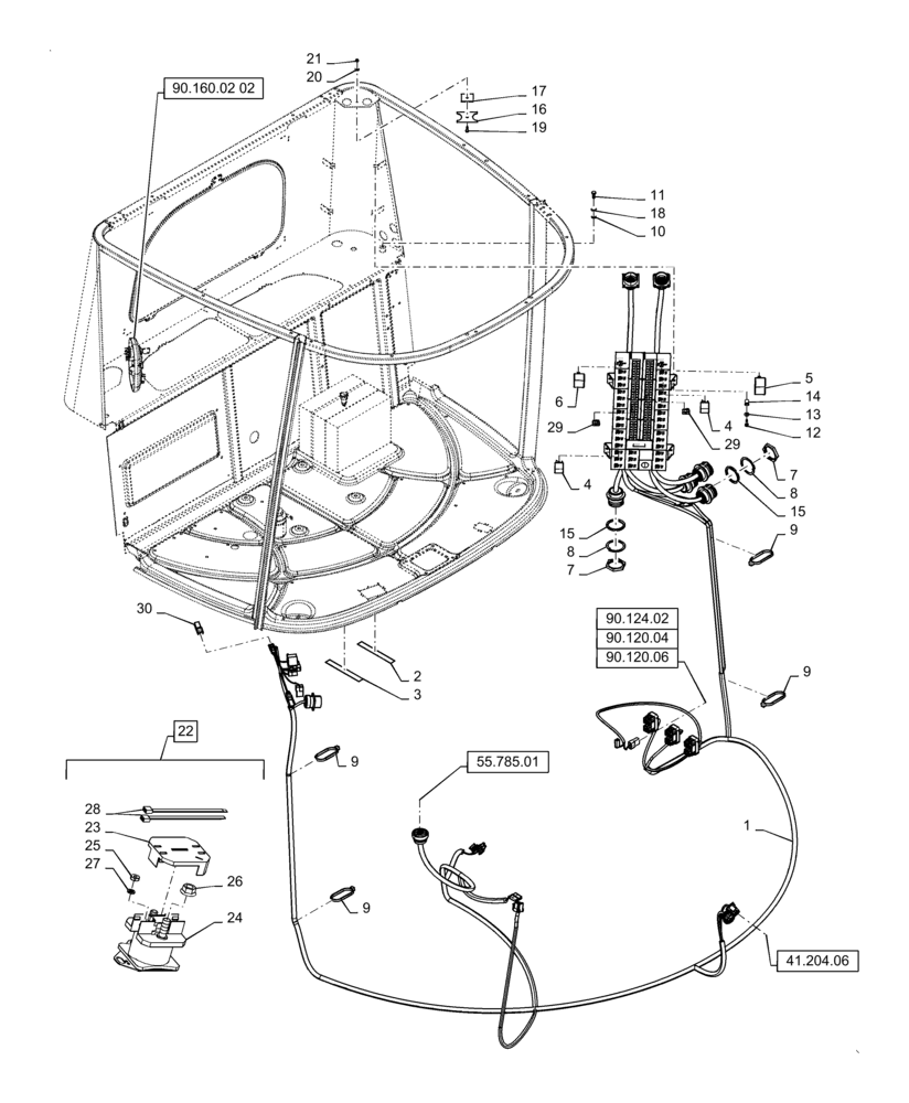 Схема запчастей Case IH 9230 - (55.100.41) - MAIN CAB ELECTRICITY (55) - ELECTRICAL SYSTEMS