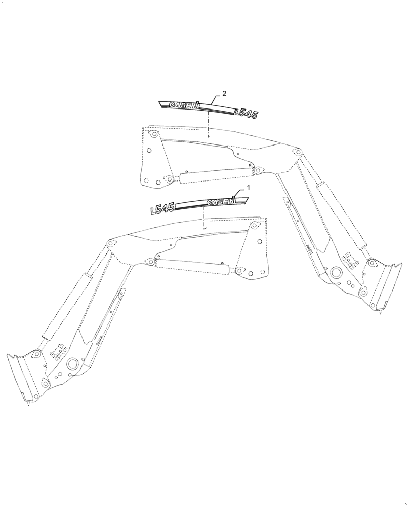 Схема запчастей Case IH L545 - (90.108.AA[01]) - MODEL, DECAL (90) - PLATFORM, CAB, BODYWORK AND DECALS