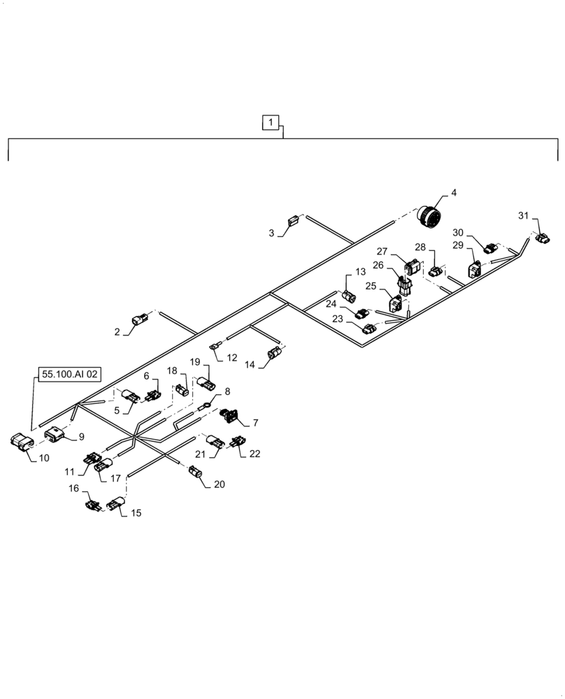 Схема запчастей Case IH TITAN 4540 - (55.100.AI[01]) - MAIN FRAME HARNESS (55) - ELECTRICAL SYSTEMS