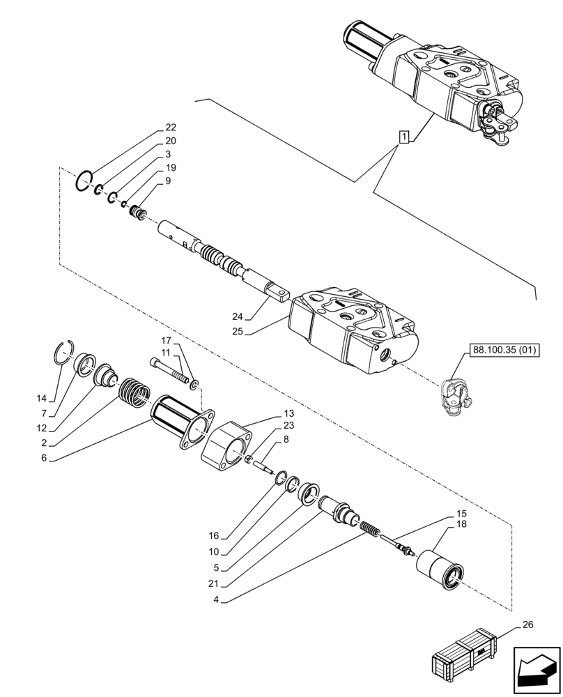 Схема запчастей Case IH FARMALL 120C - (88.100.35[02]) - DIA KIT, 2ND REMOTE CONTROL VALVE (88) - ACCESSORIES