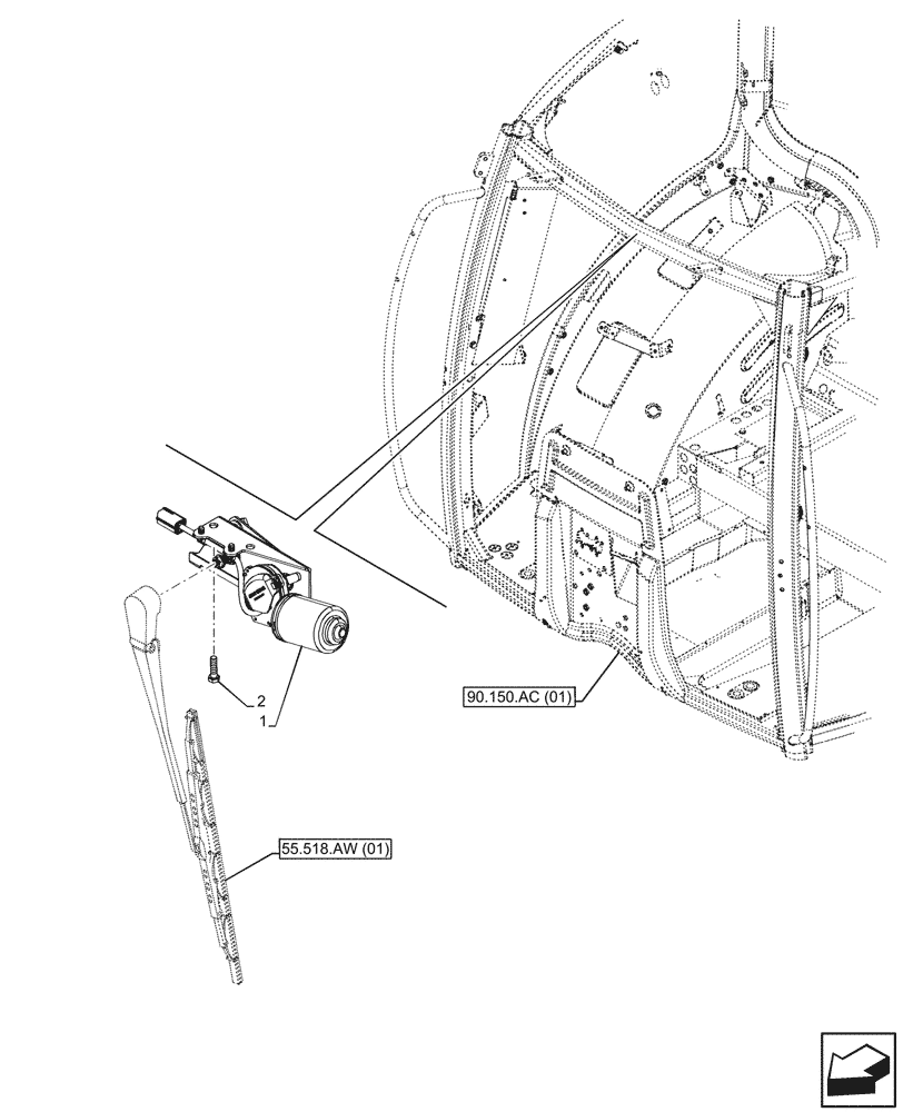 Схема запчастей Case IH PUMA 165 - (55.518.AZ[01]) - VAR - 391147, 391148, 758034 - WINDSHIELD WIPER, MOTOR (55) - ELECTRICAL SYSTEMS