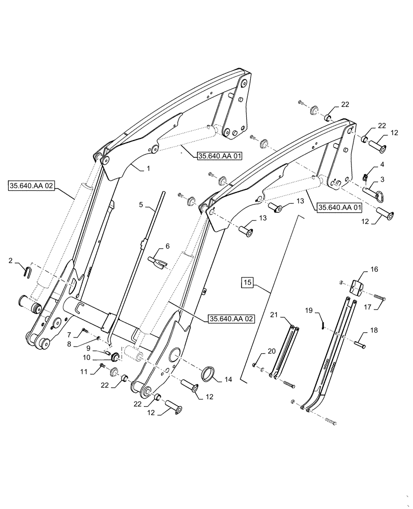 Схема запчастей Case IH L555 - (39.101.AB[01]) - BEAM - NON SELF LEVELING (39) - FRAMES AND BALLASTING