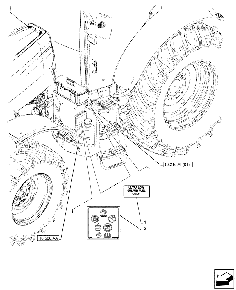 Схема запчастей Case IH PUMA 200 - (90.108.AC[03]) - DECAL, WARNING, FUEL TANK (NA) (90) - PLATFORM, CAB, BODYWORK AND DECALS