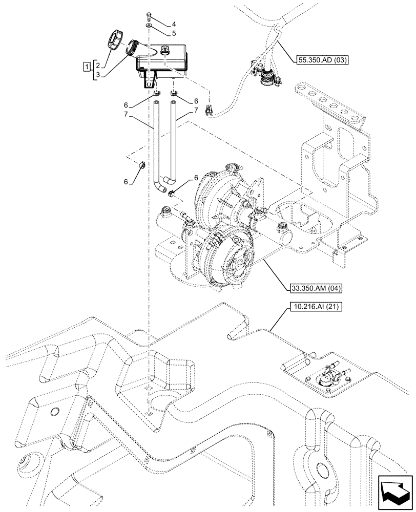 Схема запчастей Case IH PUMA 200 - (33.350.AR[03]) - VAR - 337479, 337480 - ANTILOCK BRAKING SYSTEM (ABS), BRAKE FLUID RESERVOIR (33) - BRAKES & CONTROLS