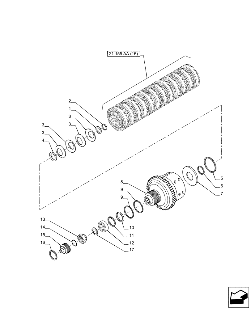 Схема запчастей Case IH PUMA 200 - (21.155.AA[17]) - VAR - 337426, 337428, 337429, 337430, 337431, 337432, 338397, 391137, 758017, 758018, 758019, 758020, 758021, 759052 - CENTRAL REDUCTION GEAR, CLUTCH, REVERSER (21) - TRANSMISSION