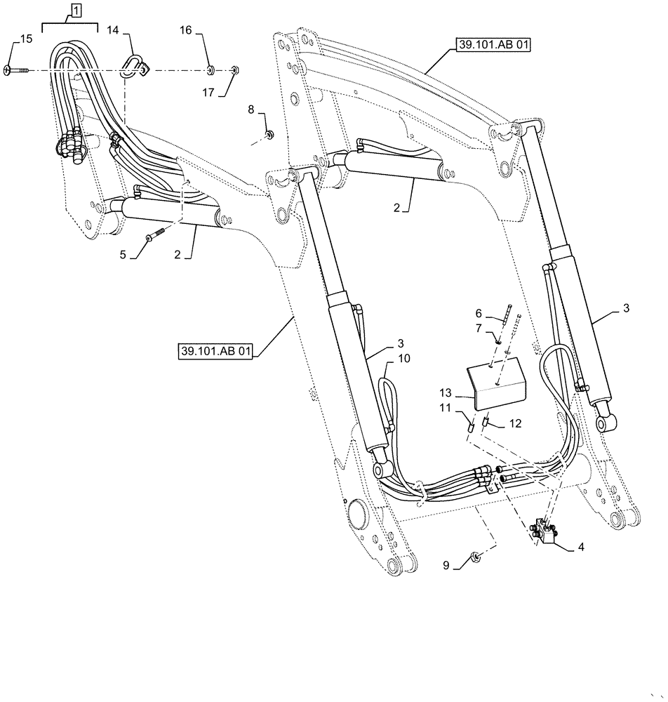 Схема запчастей Case IH L555 - (35.100.BI[02]) - HYDRAULIC CYLINDER - NON-SELF LEVELING (35) - HYDRAULIC SYSTEMS