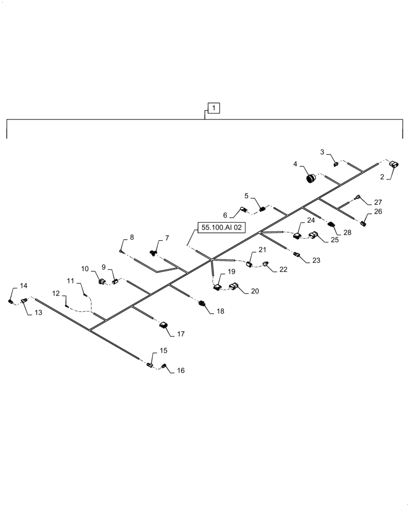 Схема запчастей Case IH TITAN 3040 - (55.100.AI[01]) - MAIN FRAME HARNESS (55) - ELECTRICAL SYSTEMS