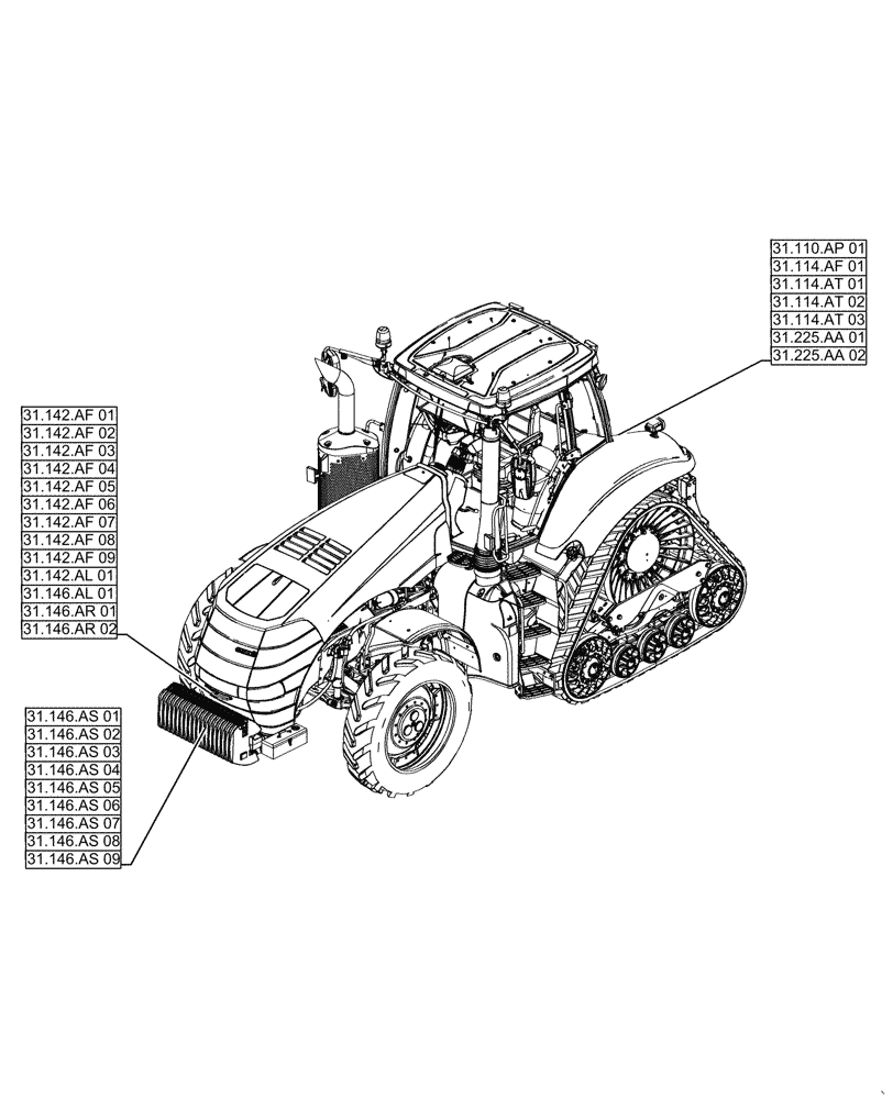 Схема запчастей Case IH MAGNUM 310 - (00.000.31[01]) - PICTORIAL INDEX - IMPLEMENT POWER TAKE-OFF (00) - GENERAL & PICTORIAL INDEX