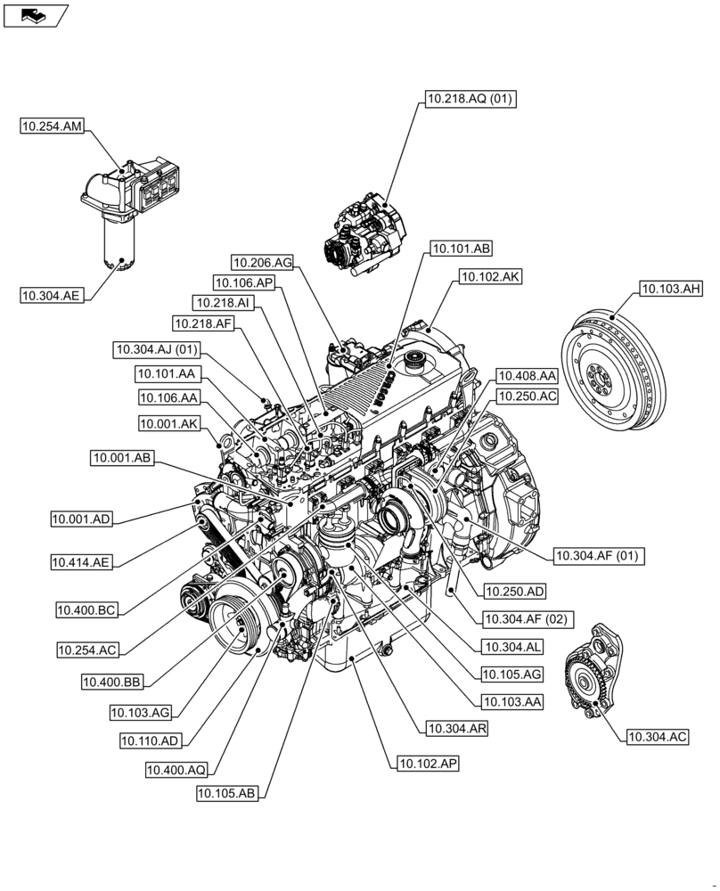 Схема запчастей Case IH F2CFP614A H001 - (00.000.10) - PICTORIAL INDEX - ENGINE (00) - GENERAL & PICTORIAL INDEX