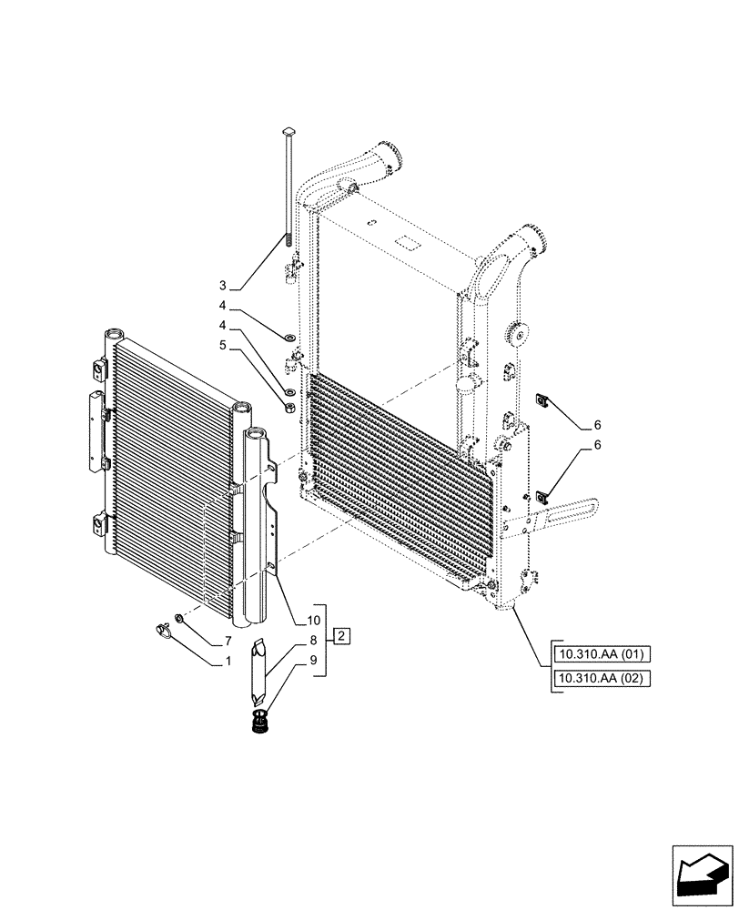 Схема запчастей Case IH PUMA 150 - (50.200.AK) - VAR. 391130 , 392753, 758000 - CONDENSER (50) - CAB CLIMATE CONTROL