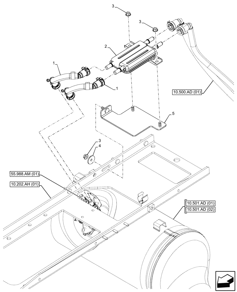 Схема запчастей Case IH PUMA 150 - (10.500.AG) - VAR - 391130, 392753, 758000 - DEF/ADBLUE™ LINES (10) - ENGINE