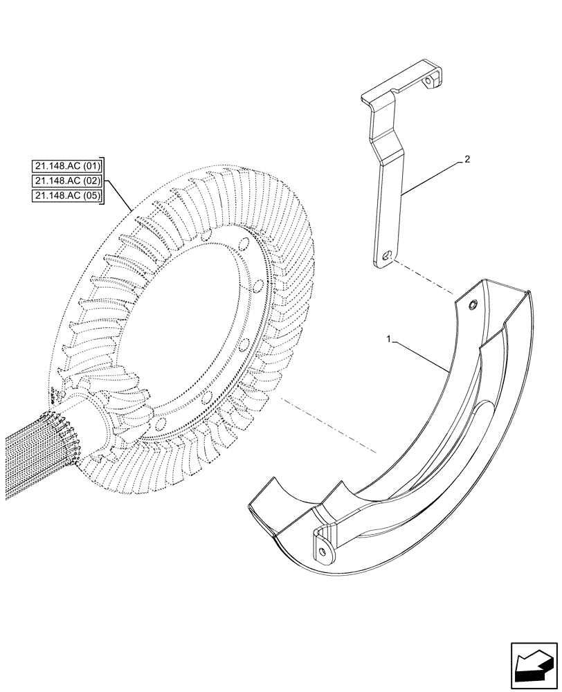 Схема запчастей Case IH PUMA 150 CVT - (21.148.AC[12]) - VAR - 391136, 391138, 391351, 758011, 758012, 758013, 758014, 758015, 758016, 758017, 758018, 758019, 758020, 758021, 758022 - CENTRAL REDUCTION GEAR, COVER (21) - TRANSMISSION
