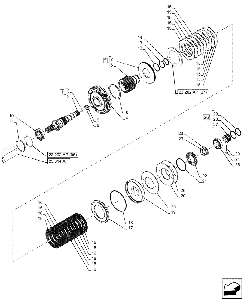 Схема запчастей Case IH PUMA 150 CVT - (23.202.AP[05]) - VAR - 391138, 758022 - 4WD ENGAGEMENT CLUTCH CONTROL, CVT (23) - FOUR WHEEL DRIVE SYSTEM