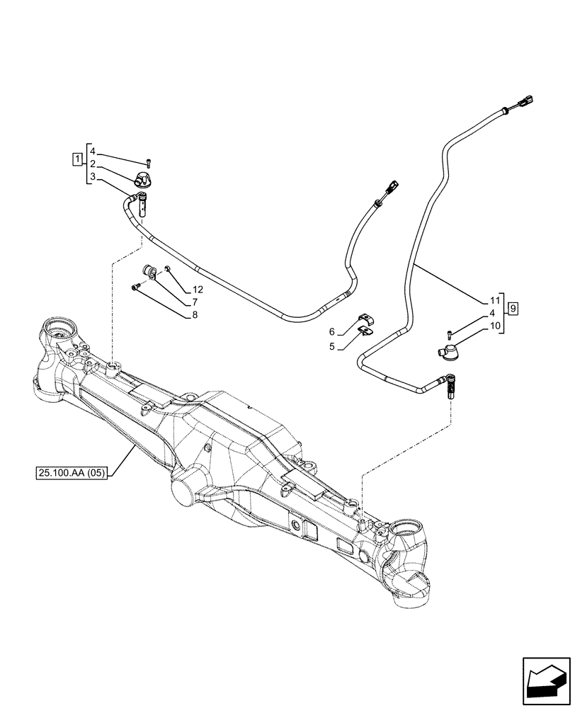 Схема запчастей Case IH PUMA 200 CVT - (55.047.AA[06]) - VAR - 337416 - SUSPENDED FRONT AXLE, W/BRAKES, STEERING, ANTILOCK BRAKING SYSTEM (ABS), SENSOR (55) - ELECTRICAL SYSTEMS