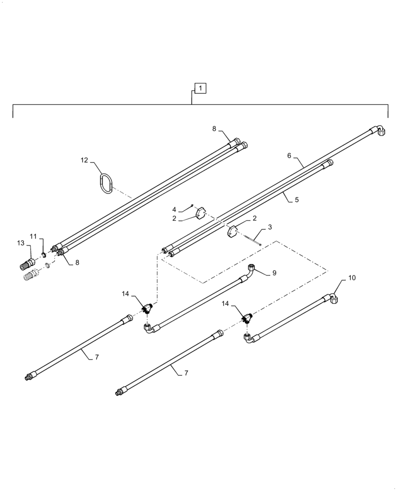 Схема запчастей Case IH L545 - (35.701.AC[02]) - MAIN, HOSE KIT (35) - HYDRAULIC SYSTEMS