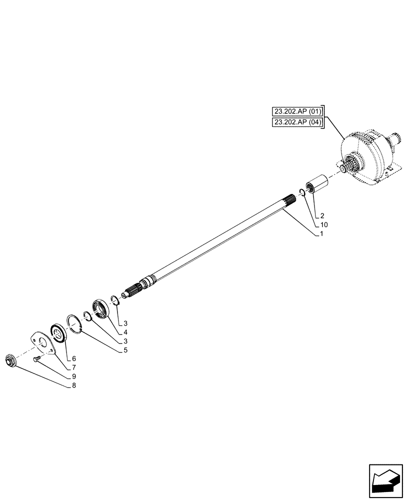 Схема запчастей Case IH PUMA 220 CVT - (23.314.AH[01]) - VAR - 337426, 337429, 337430, 337432, 391137, 391138, 758017, 758018, 758019, 758020, 758021, 758022, 759052, 759053 - 4WD FRONT AXLE, DRIVE SHAFT (23) - FOUR WHEEL DRIVE SYSTEM