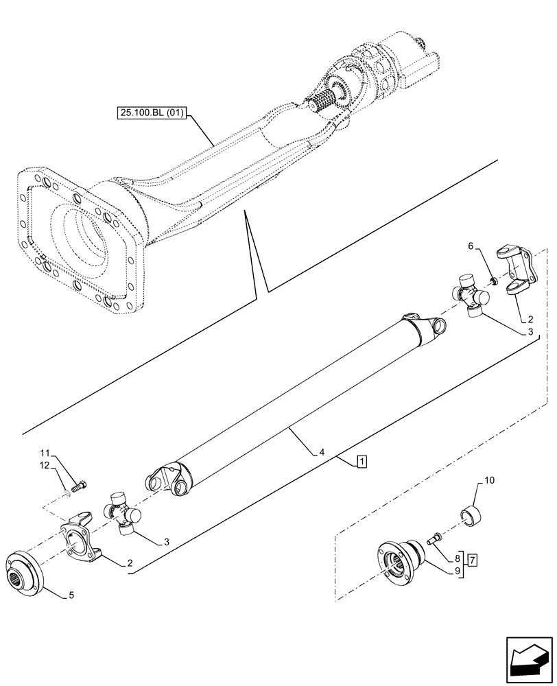 Схема запчастей Case IH PUMA 220 CVT - (23.314.AH[03]) - VAR - 391157 - 4WD FRONT AXLE, DRIVE SHAFT (23) - FOUR WHEEL DRIVE SYSTEM