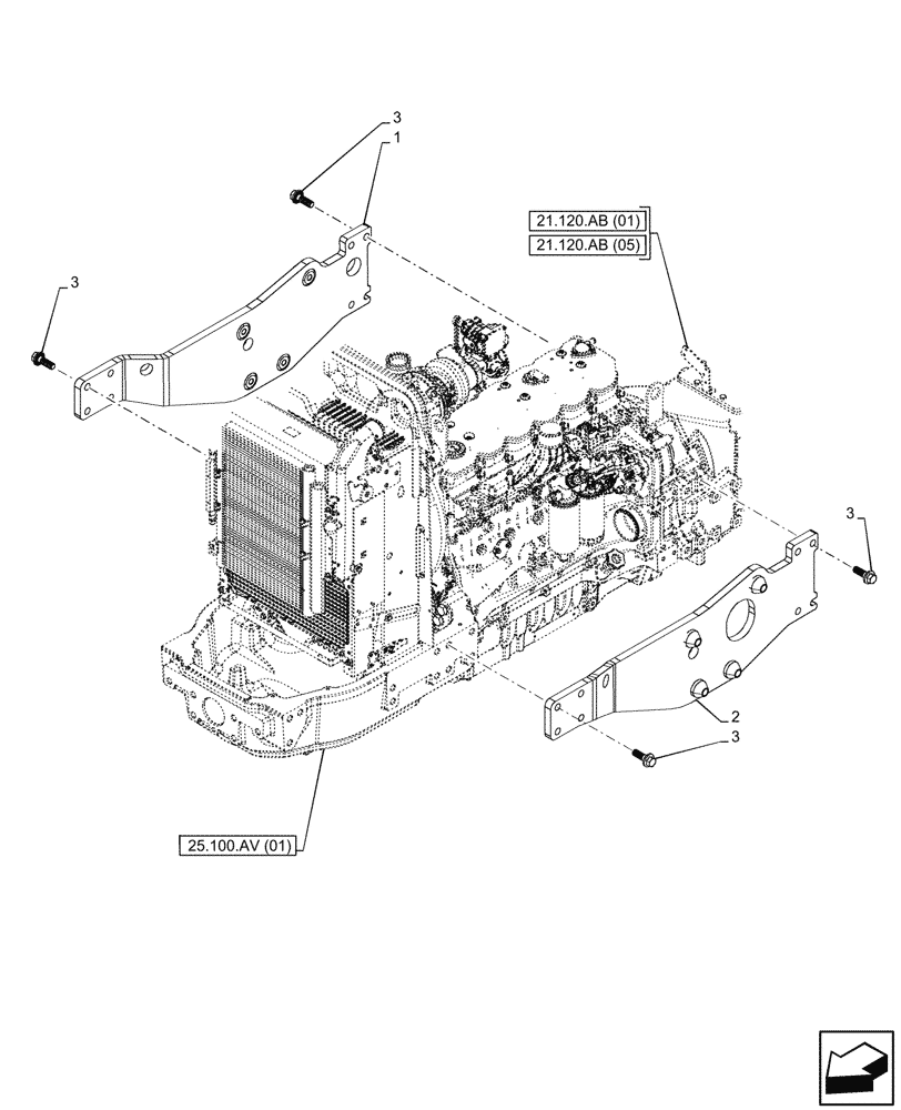 Схема запчастей Case IH PUMA 165 CVT - (90.100.AR[02]) - VAR - 758197 - ENGINE, SIDE MEMBER (90) - PLATFORM, CAB, BODYWORK AND DECALS