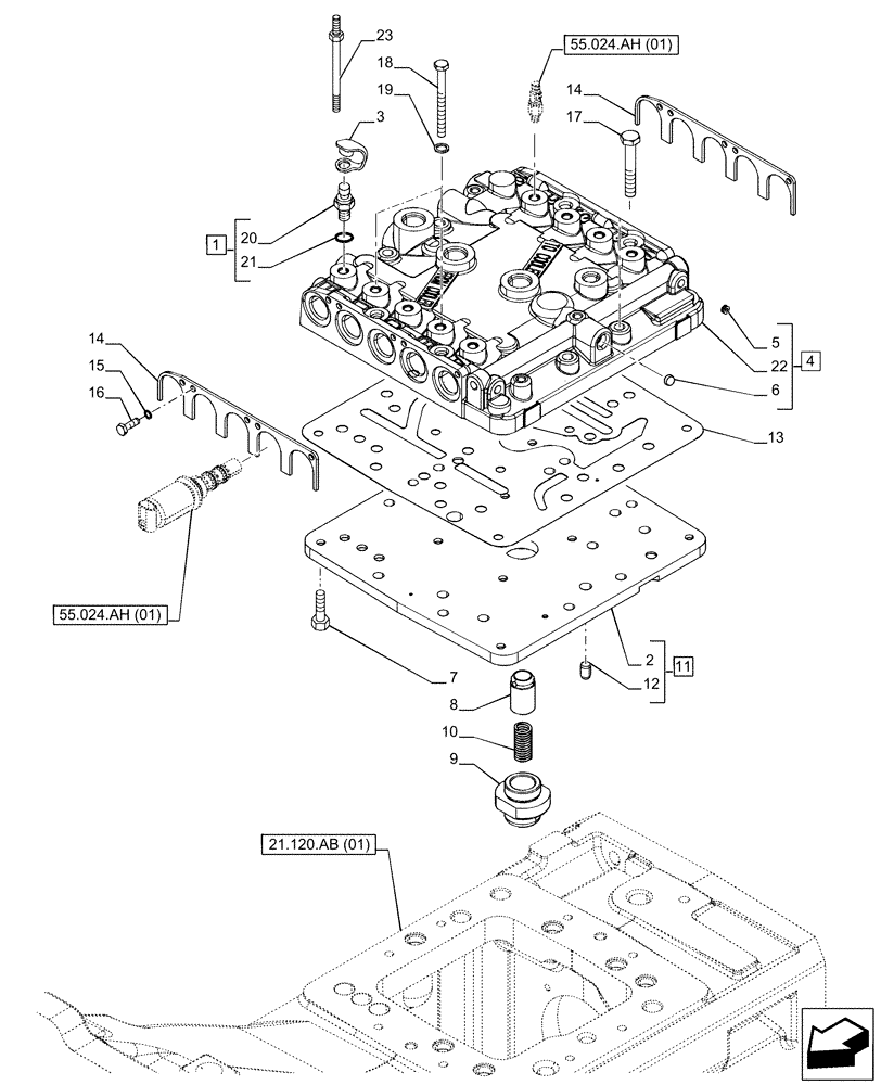 Схема запчастей Case IH PUMA 200 - (21.135.AQ[01]) - VAR - 337426, 337428, 337429, 337430, 337431, 337432, 338397, 391137, 758017, 758018, 758019, 758020, 758021, 759052 - TRANSMISSION CONTROL VALVE (21) - TRANSMISSION