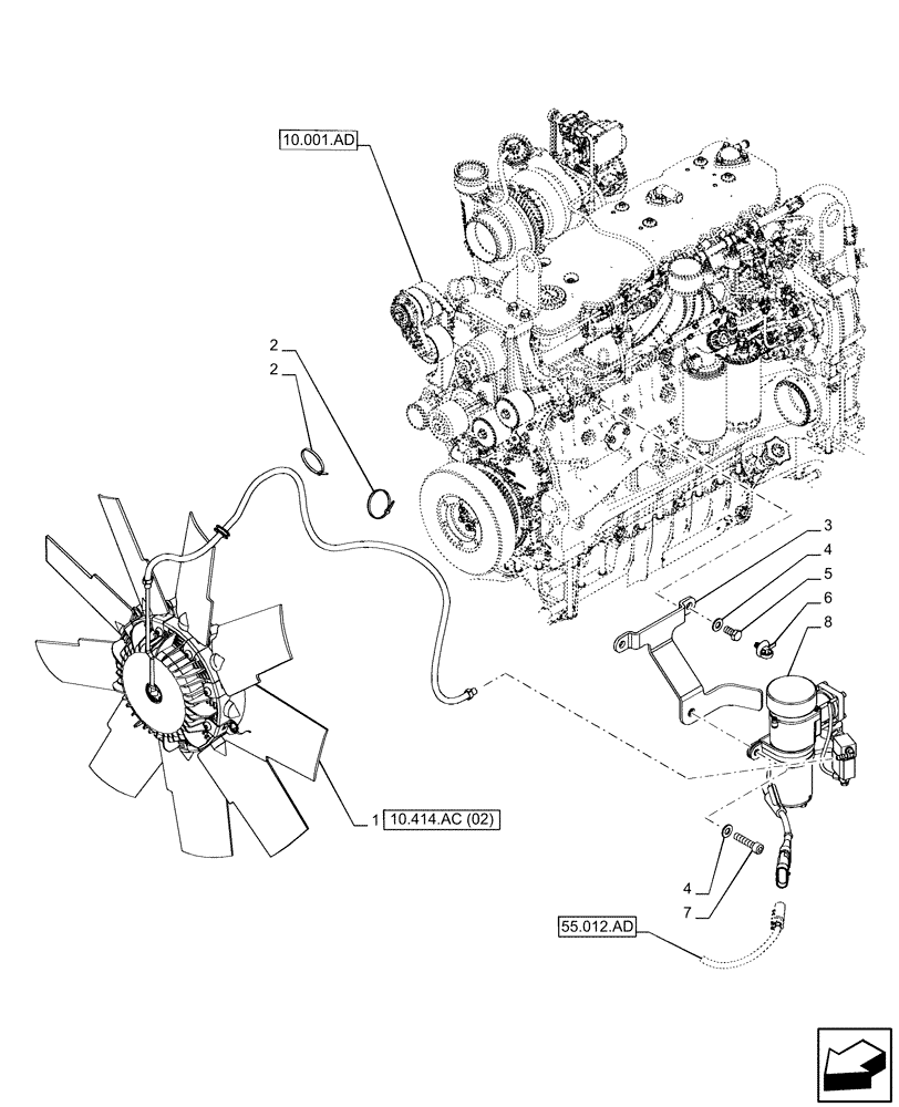 Схема запчастей Case IH PUMA 150 - (10.414.AQ) - VAR - 332231, 758000 - REVERSIBLE FAN (10) - ENGINE