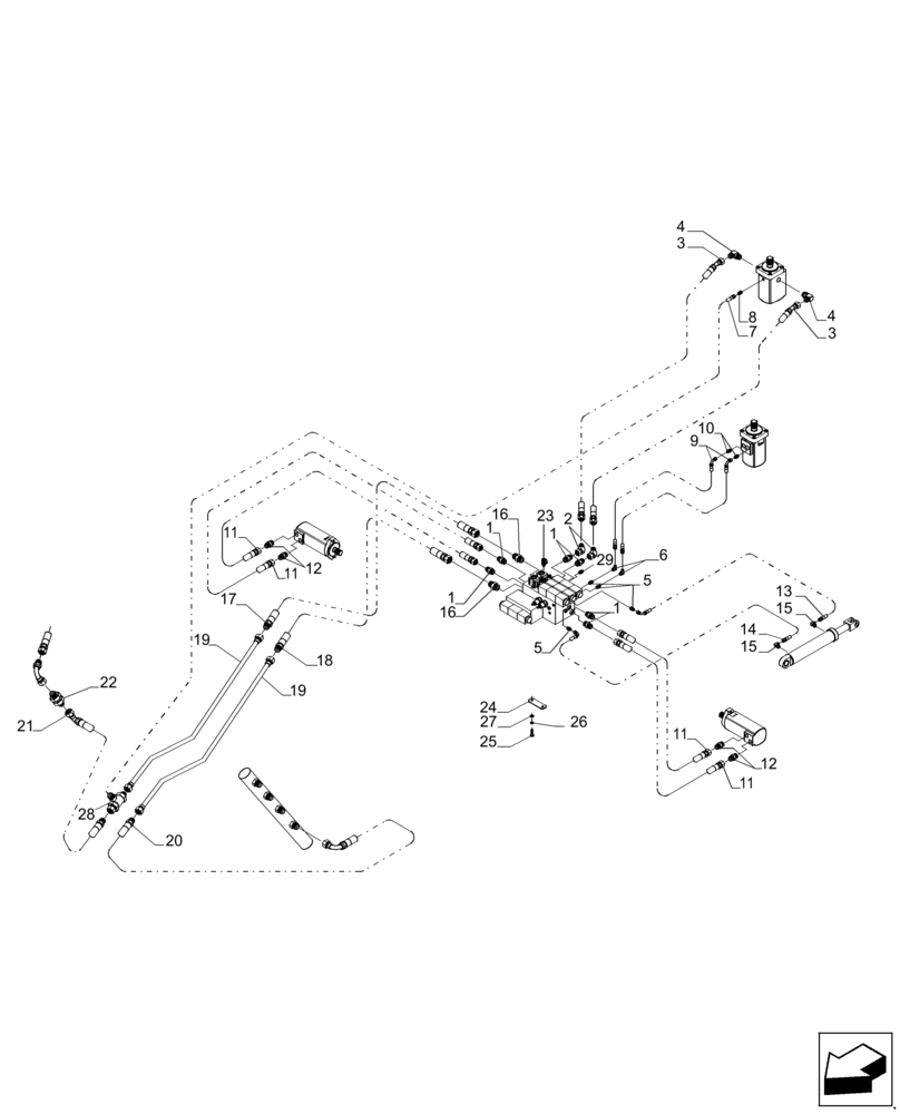 Схема запчастей Case IH A8800 - (35.000.AA[30]) - HYDRAULIC CIRCUIT (ELEVATOR) (35) - HYDRAULIC SYSTEMS
