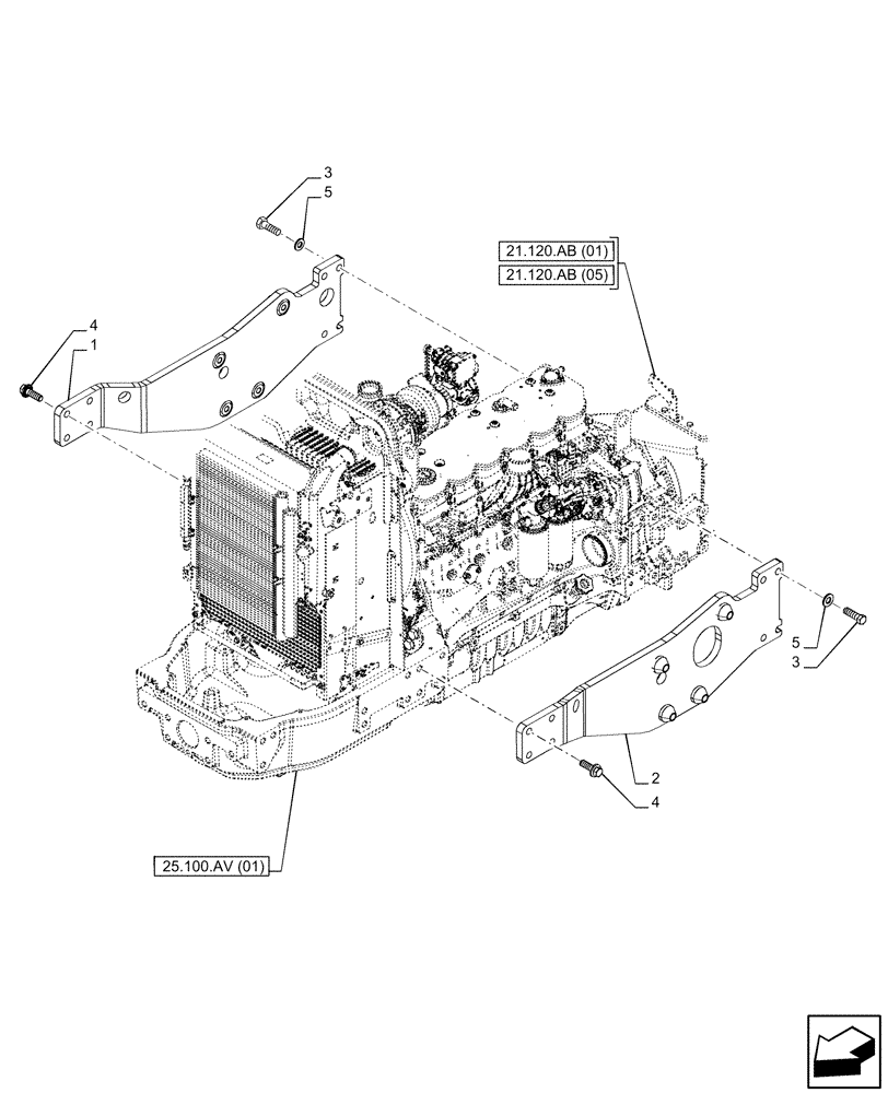 Схема запчастей Case IH PUMA 200 CVT - (90.100.AR[02]) - VAR - 758197 - ENGINE, SIDE MEMBER (90) - PLATFORM, CAB, BODYWORK AND DECALS