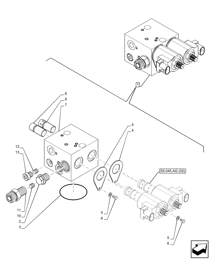 Схема запчастей Case IH PUMA 185 CVT - (25.122.AL[04]) - VAR - 337416, 758048, 758049 - SUSPENDED FRONT AXLE - HYD CONTROL VALVE, COMPONENTS, CVT (25) - FRONT AXLE SYSTEM