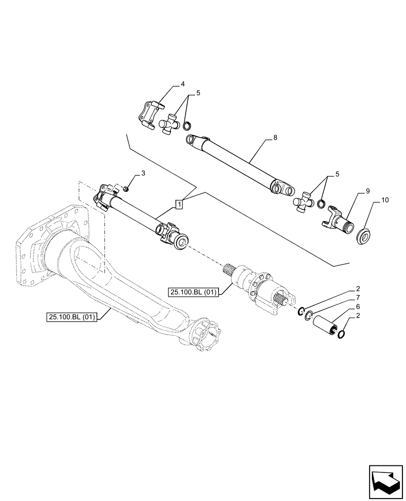 Схема запчастей Case IH PUMA 185 CVT - (23.314.AH[02]) - VAR - 337416, 758048, 758049 - 4WD FRONT AXLE, DRIVE SHAFT (23) - FOUR WHEEL DRIVE SYSTEM