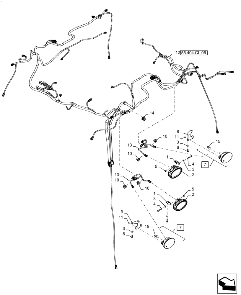 Схема запчастей Case IH PATRIOT 3340 - (55.404.CL[05]) - FRONT CAB LIGHTS (55) - ELECTRICAL SYSTEMS