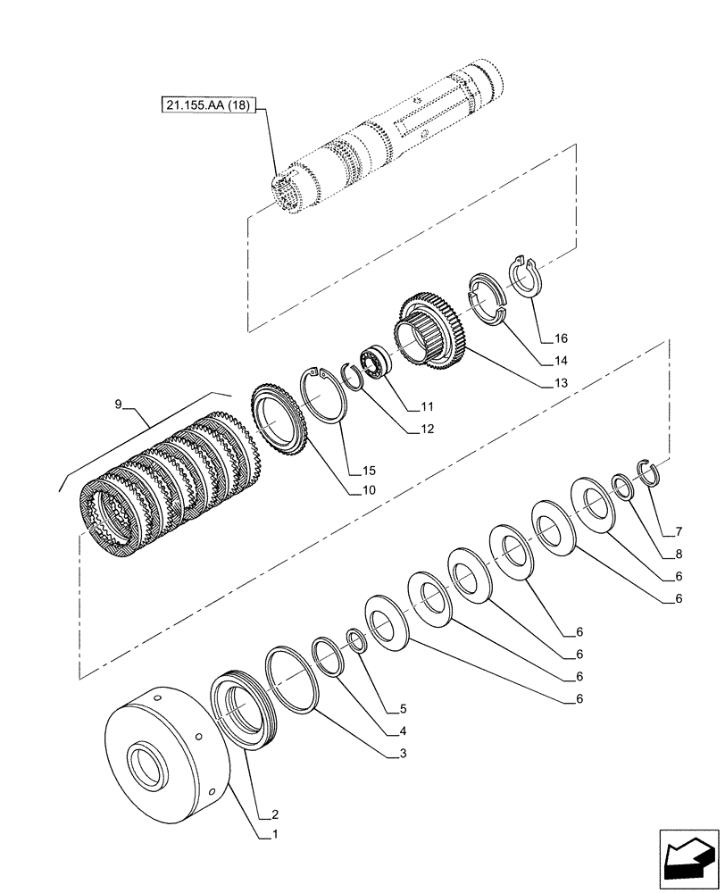Схема запчастей Case IH PUMA 200 - (21.155.AA[19]) - VAR - 337429, 337430, 337431, 337432, 758018, 758019, 758020, 758021, 759052 - TRANSMISSION 19X6, CLUTCH, 19 GEAR, POWERSHIFT (21) - TRANSMISSION