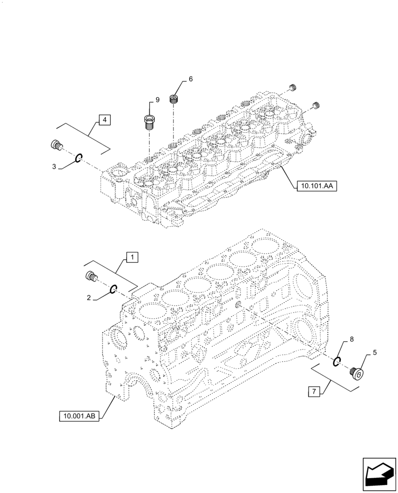 Схема запчастей Case IH PUMA 2304 - (10.400.AE[02]) - ENGINE COOLING SYSTEM PIPING (10) - ENGINE