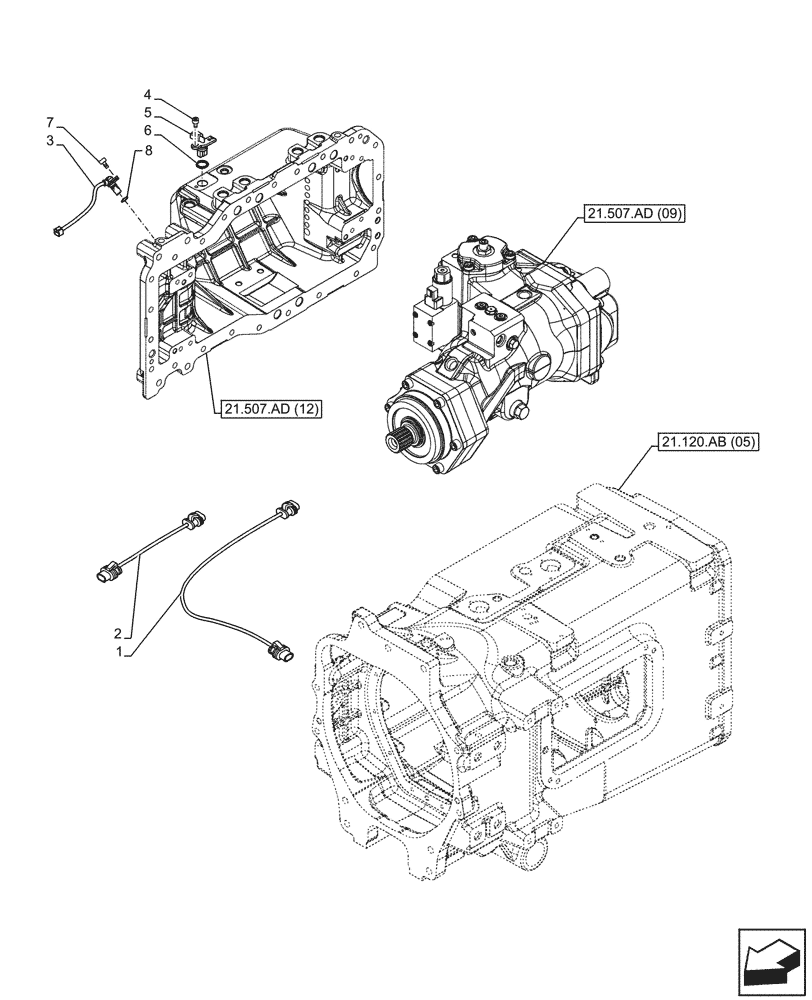 Схема запчастей Case IH PUMA 185 CVT - (55.019.AL) - VAR - 337427, 337433, 391138, 758022, 759053 - TRANSMISSION, SENSOR, HARNESS (55) - ELECTRICAL SYSTEMS