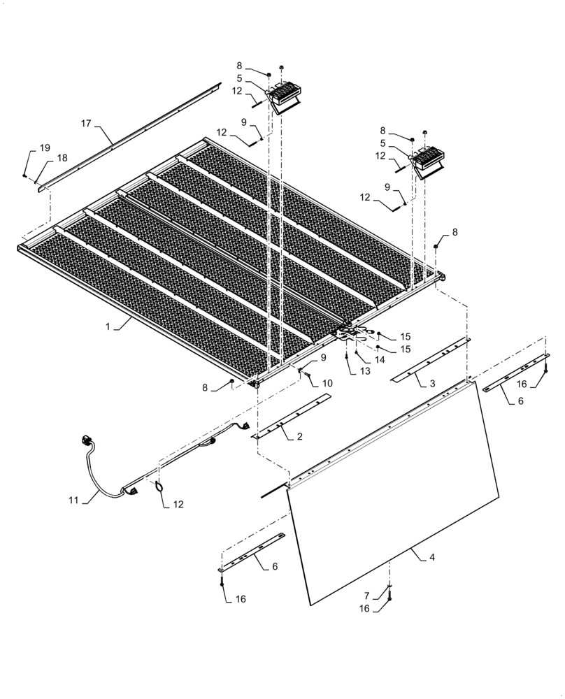 Схема запчастей Case IH 7140 - (74.114.AZ[02]) - VAR - 722716, 722712, 722714 - UPPER SIEVE, STANDARD (74) - CLEANING