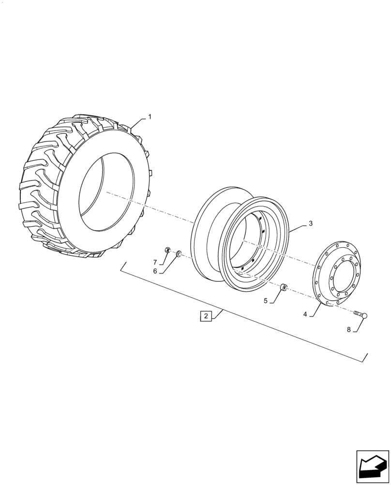 Схема запчастей Case IH PUMA1854 - (44.511.AE[03]) - FRONT WHEEL, XUGONG (44) - WHEELS