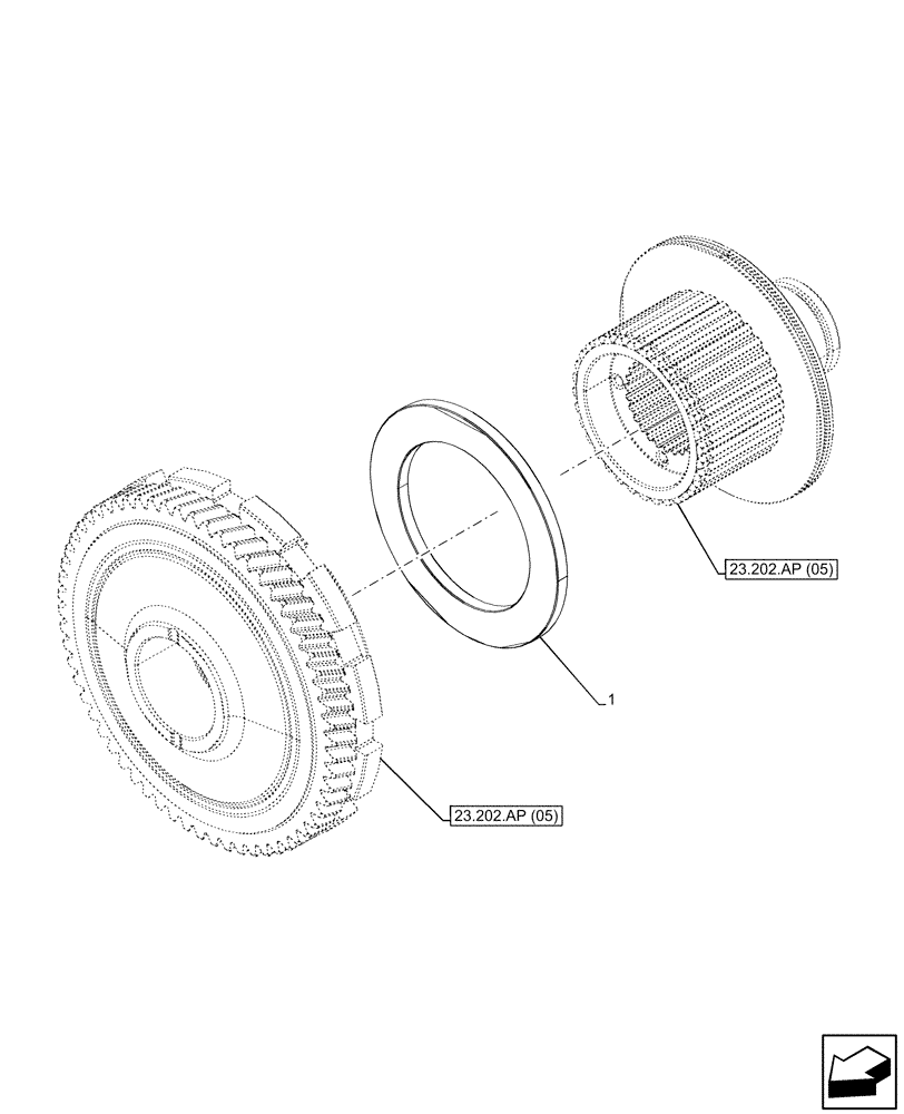 Схема запчастей Case IH PUMA 165 CVT - (23.202.AP[07]) - VAR - 391138, 758022 - 4WD ENGAGEMENT CLUTCH CONTROL, SHIM, CVT (23) - FOUR WHEEL DRIVE SYSTEM