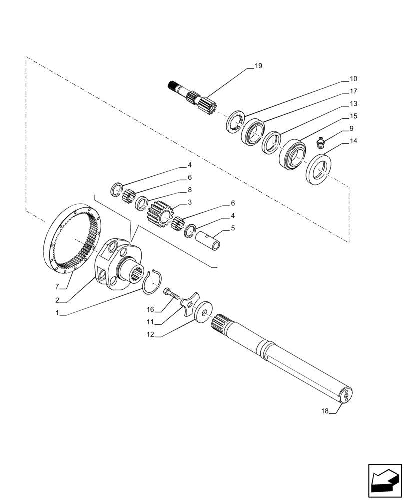 Схема запчастей Case IH PUMA 220 CVT - (27.120.AF[02]) - VAR - 391159, 708052, 758162 - REAR AXLE, FINAL DRIVE, SHAFT, PLANETARY GEAR, 98 INCH (27) - REAR AXLE SYSTEM