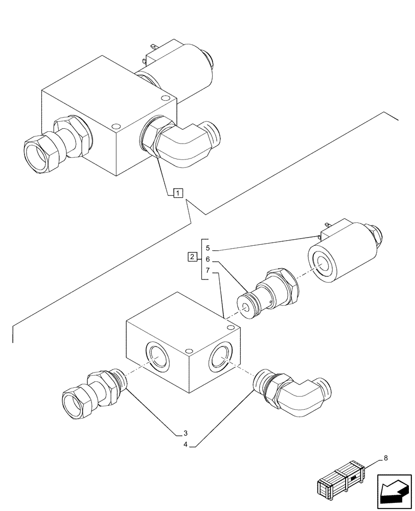 Схема запчастей Case IH PUMA 200 - (55.036.AO[01]) - VAR - 758088 - 3 POINT HITCH, FRONT, CYLINDER, SOLENOID VALVE (55) - ELECTRICAL SYSTEMS