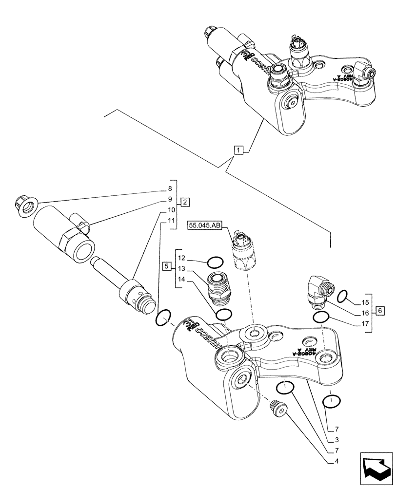 Схема запчастей Case IH PUMA 185 - (25.122.AB[04]) - VAR - 337416, 758048, 758049 - SUSPENDED FRONT AXLE, CYLINDER, COMPONENTS (25) - FRONT AXLE SYSTEM