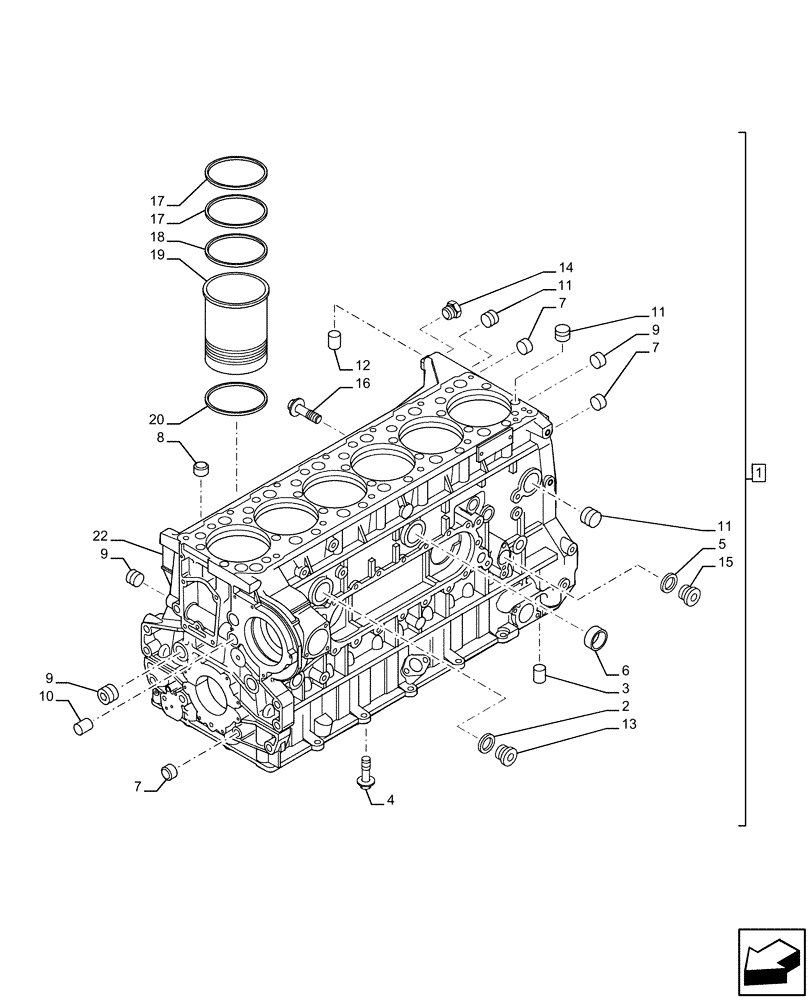 Схема запчастей Case IH F3CE9684A H001 - (10.001.AB[01]) - CRANKCASE (10) - ENGINE