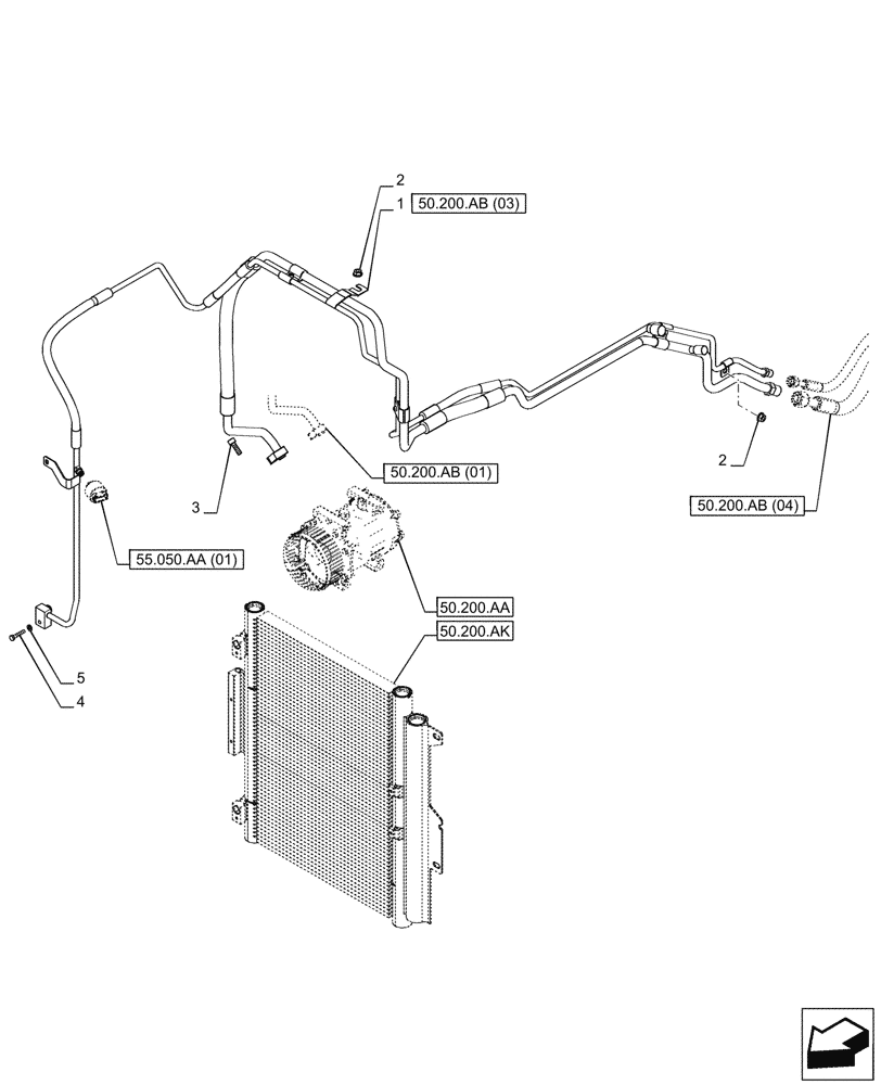 Схема запчастей Case IH PUMA 185 - (50.200.AB[02]) - VAR - 391130, 758000 - AIR CONDITIONING, LINE (50) - CAB CLIMATE CONTROL