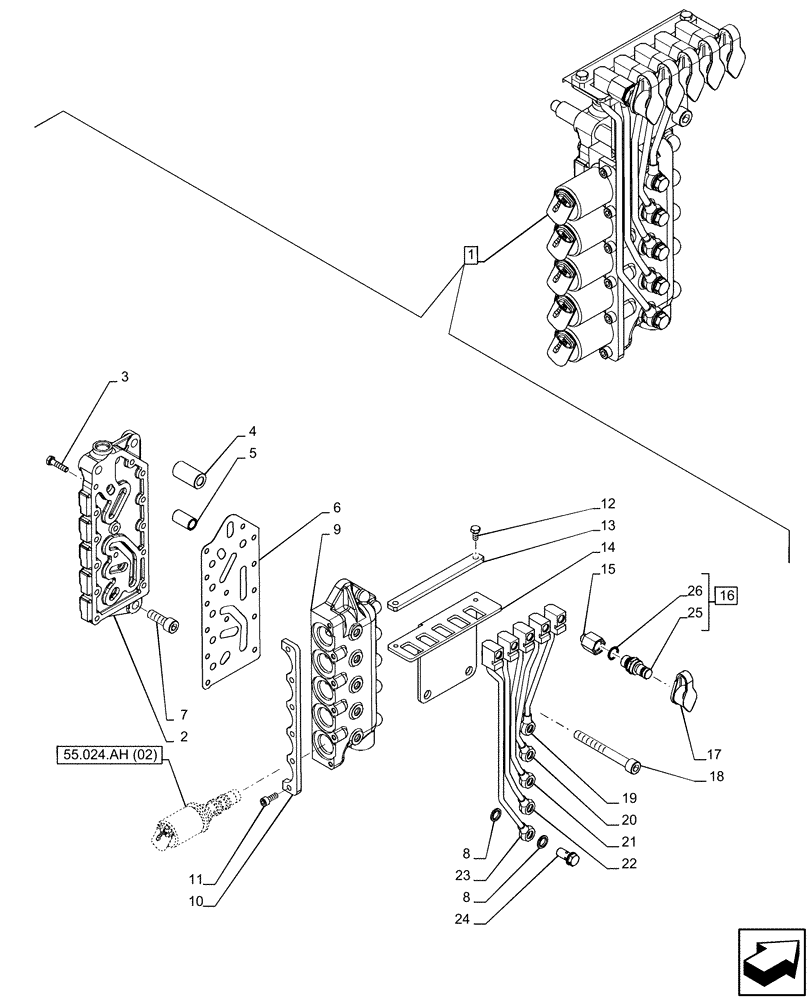 Схема запчастей Case IH PUMA 150 - (21.133.AK[04]) - VAR - 758016, 758017, 758018, 758019, 758020, 758021 - TRANSMISSION CONTROL VALVE, COMPONENTS (21) - TRANSMISSION