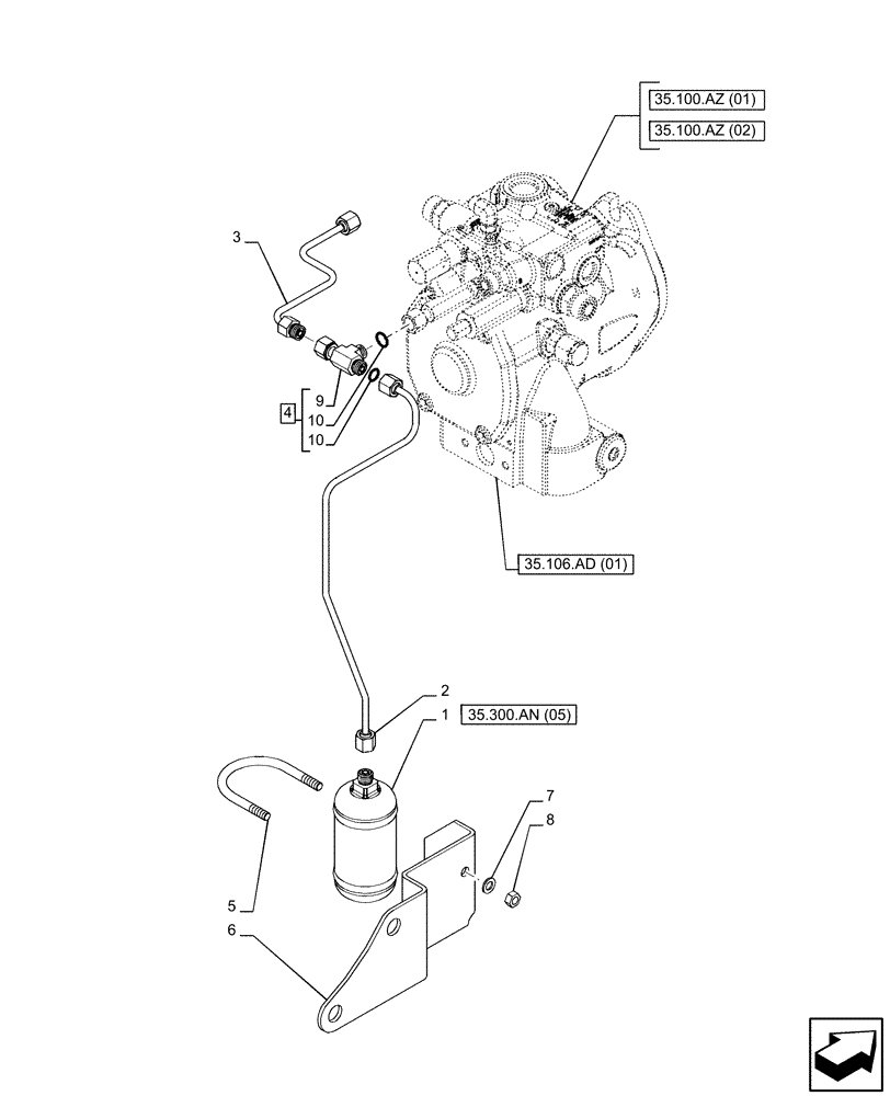 Схема запчастей Case IH PUMA 220 - (35.300.AN[03]) - VAR - 337426, 337428, 337429, 337430, 337431, 337432, 338397, 391137, 758017, 758018, 758019, 758020, 758021, 758868, 759052 - OIL FILTER, PRIORITY VALVE, POWERSHIFT (35) - HYDRAULIC SYSTEMS