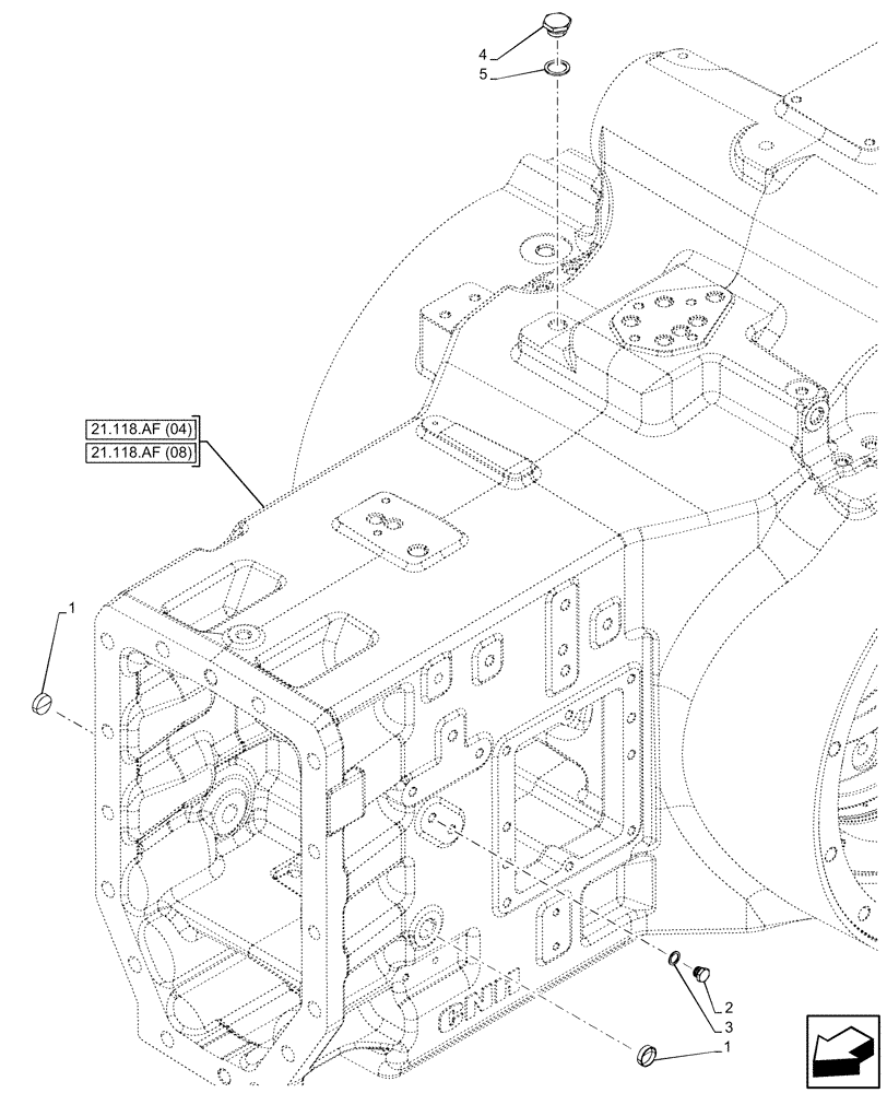 Схема запчастей Case IH PUMA 200 CVT - (21.118.AF[11]) - VAR - 337426, 337427, 337428, 337429, 337430, 337431, 337432, 337433, 338397, 391137, 391138, 758017, 758018, 758019, 758020, 758021, 758022, 758870, 759052, 759052, 759053 - TRANSMISSION HOUSING, P
