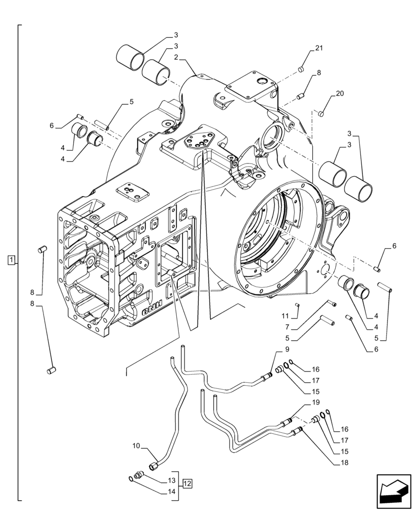 Схема запчастей Case IH PUMA 200 - (21.118.AF[10]) - VAR - 337426, 337428, 337429, 337430, 337431, 337432, 338397, 391137, 758017, 758018, 758019, 758020, 758021, 758868, 759052 - TRANSMISSION HOUSING, POWERSHIFT (21) - TRANSMISSION