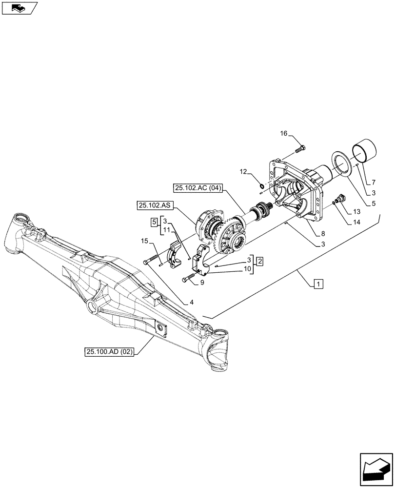 Схема запчастей Case IH FARMALL 115U - (41.216.AA[02]) - VAR - 330308 - STEERING CYLINDER, 4WD FRONT AXLE (41) - STEERING