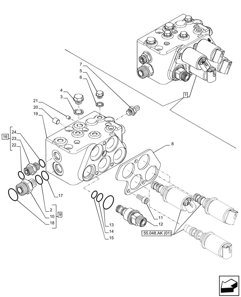 Схема запчастей Case IH PUMA 165 CVT - (31.104.AR[02]) - VAR - 391138, 758022 - PTO, CONTROL VALVE, COMPONENTS (31) - IMPLEMENT POWER TAKE OFF