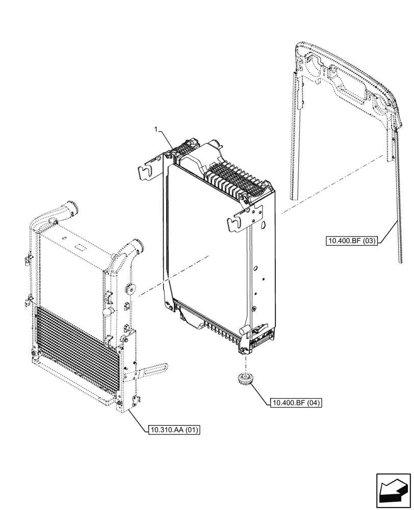 Схема запчастей Case IH PUMA 165 - (10.400.BE) - VAR - 391130, 392753, 758000 - RADIATOR, COMPONENTS (10) - ENGINE