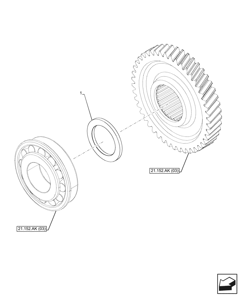 Схема запчастей Case IH PUMA 150 - (21.152.AK[05]) - VAR - 391136, 391351, 708011, 708012, 708013, 708014, 708015 - TRANSMISSION, SPLITTER, SHIM, SEMI-POWERSHIFT (21) - TRANSMISSION