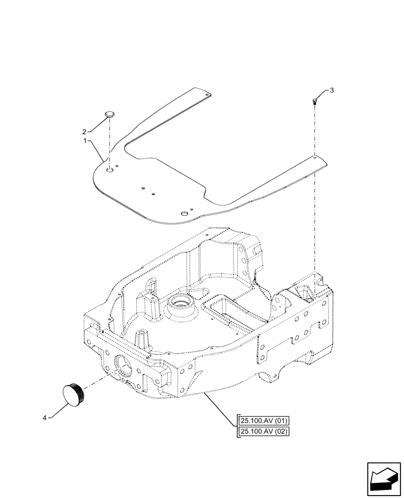 Схема запчастей Case IH PUMA 165 CVT - (25.100.AV[13]) - VAR - 758088, 758089, 758090, 758092, 758246 - FRONT AXLE SUPPORT, PLATE (25) - FRONT AXLE SYSTEM